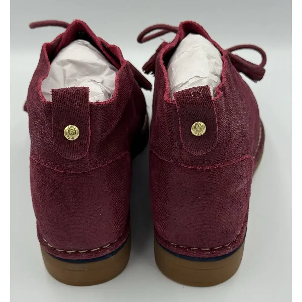 Hush Puppies Women's Suede Ankle Boots Burgundy Wide 9W Lace Up Tassel Comfort - Picture 7 of 12